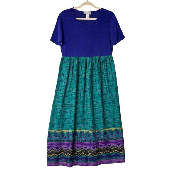 Jeri Marque Dresses & Skirts - Vintage Jeri Marque USA Made Woman’s Rayon 2 Tone Midi Purple/Green Dress M